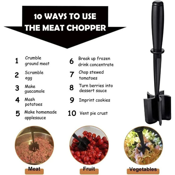 Versatile Nylon Non-Stick Ground Beef Masher with 5-Blade Head Dishwasher - Picture 3 of 9